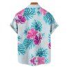 Vacation Couple Outfit Leaf Flower Print Ruched Mini Dress and Shirt Set - Bleu clair S | US 4