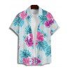 Vacation Couple Outfit Leaf Flower Print Ruched Mini Dress and Shirt Set - Bleu clair S | US 4