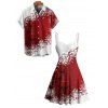 Christmas Couple Outfit Snowflake Skulls Print Ruched Mini Dress and Shirt Set - Blanc S | US 4