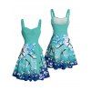 Vacation Couple Outfit Ombre Plum Blossom Print Belt Dress and Shirt Set - Vert S | US 4