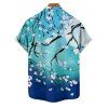 Vacation Couple Outfit Ombre Plum Blossom Print Belt Dress and Shirt Set - Vert S | US 4