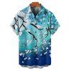 Vacation Couple Outfit Ombre Plum Blossom Print Belt Dress and Shirt Set - Vert S | US 4
