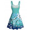 Vacation Couple Outfit Ombre Plum Blossom Print Belt Dress and Shirt Set - Vert S | US 4