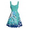 Vacation Couple Outfit Ombre Plum Blossom Print Belt Dress and Shirt Set - Vert S | US 4