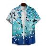 Vacation Couple Outfit Ombre Plum Blossom Print Belt Dress and Shirt Set - Vert S | US 4