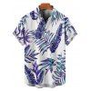Beach Couple Outfit Tropical Plant Print Ruched Belt Dress and Shirt Set - Bleu S | US 4