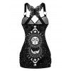 Débardeur gothique à imprimé soleil et lune célestes, long débardeur en dentelle avec papillons - Noir XL | US 12