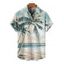 Chemise de vacances pour homme, imprimé paysage de plage et cocotiers, boutonnée - Bleu clair 5XL