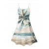 Robe de vacances à imprimé cocotiers et paysage de plage, mini-robe à bretelles spaghetti - Bleu clair XXXXXL | US 20