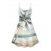 Robe de vacances à imprimé cocotiers et paysage de plage, mini-robe à bretelles spaghetti - Bleu clair XXXXXL | US 20