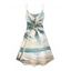 Robe de vacances à imprimé cocotiers et paysage de plage, mini-robe à bretelles spaghetti - Bleu clair XXXXXL | US 20