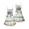 Robe de vacances à imprimé cocotiers et paysage de plage, mini-robe à bretelles spaghetti - Bleu clair XXXXXL | US 20