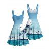 Robe de plage courte froncée à imprimé paysage de cocotiers - Bleu clair XXXXXL | US 20