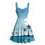 Robe de plage courte froncée à imprimé paysage de cocotiers - Bleu clair XXXXXL | US 20