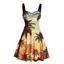 Robe de plage courte à imprimé cocotiers et buste froncé - Brun Légère XXXXXL | US 20