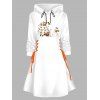 Robe à capuche d'Halloween, imprimé fantôme, citrouille, chauve-souris, mini-robe à lacets et cordons de serrage - Blanc XXL | US 14