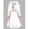 Robe à capuche d'Halloween à imprimé animal, fantôme, citrouille, chauve-souris, lacets et cordons de serrage - Blanc XXL | US 14