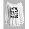 Sweat-shirt gothique d'Halloween à col incliné et imprimé tête de mort - Blanc XXL | US 14