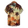 Beach Vacation Couple Outfit Coconut Tree Print Ruched Bust Dress and Shirt Set - Brun Légère S | US 4