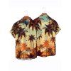 Beach Vacation Couple Outfit Coconut Tree Print Ruched Bust Dress and Shirt Set - Brun Légère S | US 4