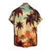 Beach Vacation Couple Outfit Coconut Tree Print Ruched Bust Dress and Shirt Set - Brun Légère S | US 4