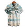 Vacation Couple Outfit Beach Coconut Tree Print Mini Dress and Shirt Set - Bleu clair S | US 4