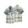 Vacation Couple Outfit Beach Coconut Tree Print Mini Dress and Shirt Set - Bleu clair S | US 4