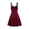 Women Outfit Grommet Buckle Chain Midi Dress and Open Front Crop Jacket Set - Rouge Vineux S | US 4