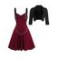 Women Outfit Grommet Buckle Chain Midi Dress and Open Front Crop Jacket Set - Rouge Vineux S | US 4
