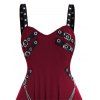 Women Outfit Grommet Buckle Chain Midi Dress and Open Front Crop Jacket Set - Rouge Vineux S | US 4