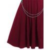 Women Outfit Grommet Buckle Chain Midi Dress and Open Front Crop Jacket Set - Rouge Vineux S | US 4