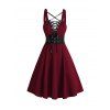 Gothic Outfit Lace Up Buckle Strap Mini Dress and Open Front Crop Jacket Set - Rouge Vineux S | US 4