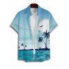 Beach Vacation Couple Outfit Coconut Tree Print Ruched Mini Dress and Shirt Set - Bleu clair S | US 4