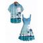 Beach Vacation Couple Outfit Coconut Tree Print Ruched Mini Dress and Shirt Set - Bleu clair S | US 4