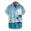 Beach Vacation Couple Outfit Coconut Tree Print Ruched Mini Dress and Shirt Set - Bleu clair S | US 4