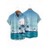 Beach Vacation Couple Outfit Coconut Tree Print Ruched Mini Dress and Shirt Set - Bleu clair S | US 4