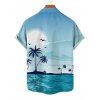 Beach Vacation Couple Outfit Coconut Tree Print Ruched Mini Dress and Shirt Set - Bleu clair S | US 4