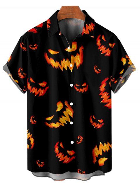 Chemise d'Halloween pour homme, boutonnée, imprimé Grimace Fire