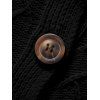 Cardigan à capuche boutonné en tricot torsadé, couleur unie, manches longues, décontracté - Noir S | US 4