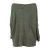 Women Outfit Skew Neck Textured Solid Color Top and Grommet Lace Up Pants Set - Vert S | US 4