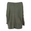Haut décontracté texturé de couleur unie à manches longues et col incliné - Vert profond XXL | US 14