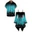 Halloween Couple Outfit Ombre Pumpkin Bat Print Lace Up Dress and Shirt Set - BLUE S | US 4