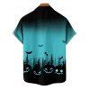 Halloween Couple Outfit Ombre Pumpkin Bat Print Lace Up Dress and Shirt Set - BLUE S | US 4