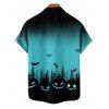 Chemise d'Halloween pour homme, boutonnée, imprimé citrouille et chauve-souris ombré - Bleu 5XL