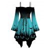 Robe d'Halloween à imprimé citrouille et chauve-souris, à lacets, épaules dénudées, mouchoir - Bleu XXL | US 14
