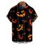 Chemise d'Halloween pour homme, boutonnée, imprimé Grimace Fire - Noir 5XL