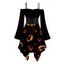 Robe d'Halloween à imprimé Grimace Fire, à lacets, épaules dénudées, mouchoir - Noir XXL | US 14