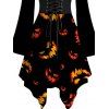 Robe d'Halloween à imprimé Grimace Fire, à lacets, épaules dénudées, mouchoir - Noir XXL | US 14