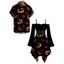 Halloween Couple Outfit Grimace Fire Print Lace Up Off the Shoulder Dress and Shirt Set - Noir S | US 4