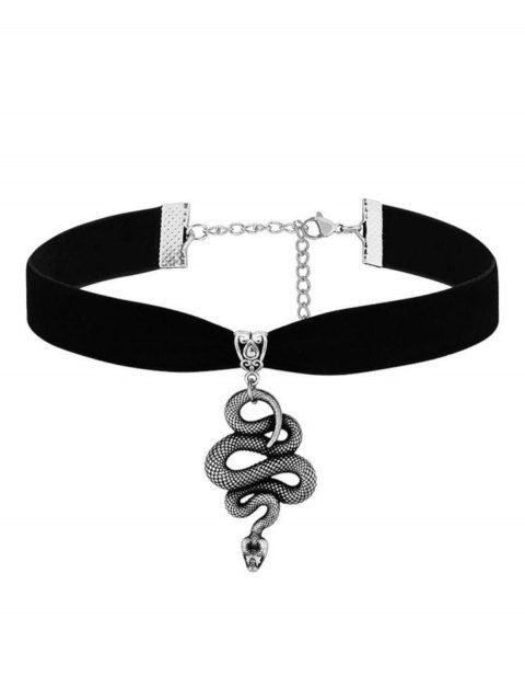 Collier gothique vintage en velours avec pendentif serpent et ras du cou